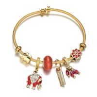 Partículas de aço Europeu Cuff Bangle, with grânulo de liga de zinco & cristal, cromado de cor dourada, Ajustável & para mulher & esmalte, Mais cores pare escolha, Diametro interno:Aprox 65mm, vendido por PC