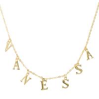 Collier de bijoux en alliage de zinc, Lettre d’alphabet, pour femme, doré, Longueur 50 cm, Vendu par PC