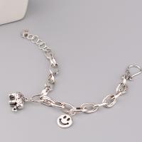 Messing Armbanden, silver plated, voor vrouw, 15x13mm, Lengte Ca 7.87 inch, Verkocht door PC