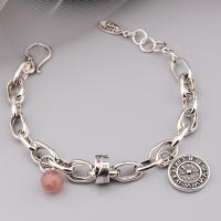 Messing Armbanden, met Strawberry Quartz, silver plated, voor vrouw, 15mm, Lengte Ca 8.27 inch, Verkocht door PC