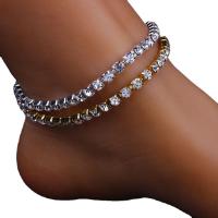 Sinc Alloy Anklet, le 1.96 lnch slabhra extender, plátáilte, le rhinestone, dathanna níos mó le haghaidh rogha, Fad Thart 8.66 Inse, Díolta De réir PC