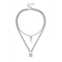 Collana Multi strato, lega in zinco, with 2.7 lnch extender chain, Lock and Key, placcato, Doppio strato & per la donna, nessuno, 26mm, Lunghezza Appross. 15.7 pollice, Venduto da PC