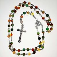 Rosary kaulakoru, Akaatti, kanssa Messinki, Unisex, sekavärit, Pituus 18 tuuma, Myymät PC