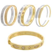 metal Brazalete, chapado en color dorado, Ajustable & diferentes estilos para la opción & micro arcilla de zirconia cúbica, 5.8*3mm,7.85mm, diámetro interior:aproximado 180,175mm, Vendido por UD