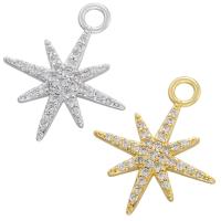 Messing hanger met micro-paved kubieke zirconia's, Acht Point Star, plated, micro pave zirconia, meer kleuren voor de keuze, 19.50x23mm, Gat:Ca 2.5mm, Verkocht door PC