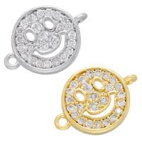 Cubic Zirconia Micro Pave Latão Connector, cobre, banhado, micro pavimento em zircônia cúbica, Mais cores pare escolha, 13.50x10mm, Buraco:Aprox 0.5mm, vendido por PC