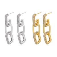 Brass Drop Earring plated micro pave cubic zirconia & for woman Sold By Pair