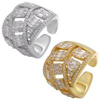 Kubieke Circonia Micro Pave Brass Ring, Messing, plated, micro pave zirconia, meer kleuren voor de keuze, 22.50x14mm, Verkocht door PC