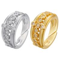 Kubieke Circonia Micro Pave Brass Ring, Messing, plated, Verstelbare & micro pave zirconia, meer kleuren voor de keuze, 9.30mm, Verkocht door PC