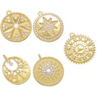 Cubique Pendentif en laiton zircon pavent, Placage, styles différents pour le choix & pavé de micro zircon, plus de couleurs à choisir, 19.5*22mm,19*22mm,20*22.5mm,15*20mm, Vendu par PC