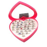 Zinc Alloy fingerring, for kvinde & med rhinestone, sølv, 20x20x3mm, 36pc'er/Box, Solgt af Box