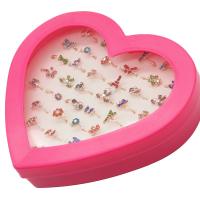 Zinc Alloy fingerring, for kvinde & med rhinestone, blandede farver, 21x19x15mm, 36pc'er/Box, Solgt af Box