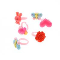 Bague enfants, Acrylique, animal, pour les enfants, rose, 20x20x3mm, 100PC/sac, Vendu par sac