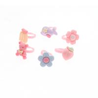 Kinderen Finger Ring, Acryl, Dier, voor kinderen, roze, 20x20x3mm, 100pC's/Bag, Verkocht door Bag