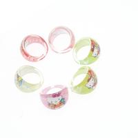 Børn Finger Ring, Resin, for børn, blandede farver, 21x21x14mm, 100pc'er/Bag, Solgt af Bag