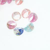 Anello di barretta Bambini, resina, per i bambini, colori misti, 21x21x14mm, 100PC/borsa, Venduto da borsa