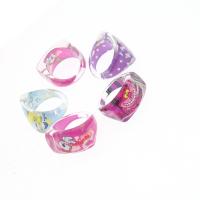 Kinderen Finger Ring, Hars, voor kinderen, gemengde kleuren, 21x21x14mm, 100pC's/Bag, Verkocht door Bag