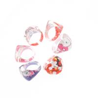 Kinderen Finger Ring, Hars, voor kinderen, gemengde kleuren, 21x21x14mm, 100pC's/Bag, Verkocht door Bag