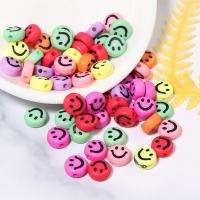 Grânulos de jóias de acrílico, acrilico, enfrentam o sorriso, série de expressão facial & DIY, Mais cores pare escolha, 7mm, Buraco:Aprox 1.3mm, 100PCs/Bag, vendido por Bag