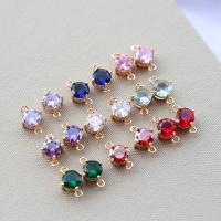 Connecteur de bijoux en laiton, avec zircon cubique, plaqué de couleur d'or KC, différents matériaux pour le choix & facettes, plus de couleurs à choisir, 6mm, 20PC/lot, Vendu par lot