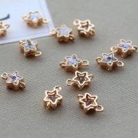 Conector de jóias de bronze, cobre, with zircone em forma de cubo, Estrela, Banhado a cor de ouro de KC, Vario tipos a sua escolha, 7mm, 20PCs/Lot, vendido por Lot