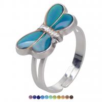 Emaille Mood Finger Ring, Zinc Alloy, Strik, plated, Verstelbare & Mood Enamel & voor vrouw, gemengde kleuren, 18.50x10mm, Verkocht door PC