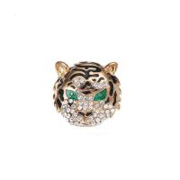 Zinc Alloy Brocher, Tiger, forgyldt, Unisex & med rhinestone, gylden, 25x25mm, Solgt af PC