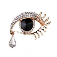 Zinc Alloy Brocher, Eye, forgyldt, for kvinde & med rhinestone, gylden, 47x35mm, Solgt af PC