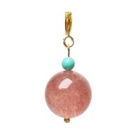 Natuurlijke Quartz Hangers, Zinc Alloy, met Strawberry Quartz, handgemaakt, roze, 10x25mm, Verkocht door PC