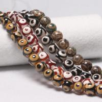 Naturlige tibetanske Agate Dzi Beads, Tibetansk agat, Runde, poleret, du kan DIY, flere farver til valg, Længde 38 cm, Solgt af PC