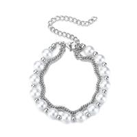 Tíotáiniam Cruach Bracelet, Cruach Tíotáiniam, le ABS Plaisteacha, le 2.76 lnch slabhra extender, plátáilte, unisex, bán, Fad Thart 7.09 Inse, Díolta De réir PC