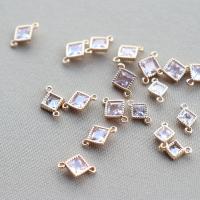 Cubic Zirconia Micro Pave Brass Connector KC gold color plated & with cubic zirconia Sold By Lot