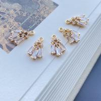 Messing hanger met micro-paved kubieke zirconia's, gold plated, micro pave zirconia, 9x15mm, 20pC's/Lot, Verkocht door Lot