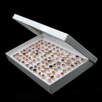 Zinklegering ringen, Zinc Alloy, voor vrouw & met strass, gouden, 20x20x3mm, 100pC's/box, Verkocht door box