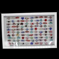 Anel de liga de zinco, para mulher & com strass, multi colorido, 200x200x30mm, 100PCs/box, vendido por box