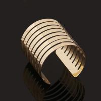 Zinc Alloy Cuff Bangle, guldfarve belagt, for kvinde & hule, 65mm, Solgt af PC