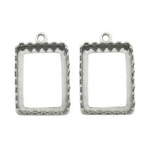 Pendentif en acier inoxydable Cadre, acier inoxydable 316L, rectangle, noircir, 15x20x4mm, Trou:Environ 1.5mm, Diamètre intérieur:Environ 14x16mm, Vendu par PC