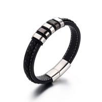 Acier titane bracelet, avec cuir PU, poli, pour homme, 15.2mm,12mm, Vendu par PC