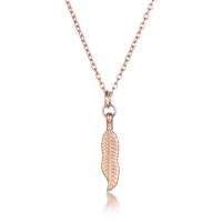 Collier d'acier titane, Plaqué de couleur d'or rose, pour femme, 5.10x21.80mm, Longueur Environ 17.71 pouce, Vendu par PC