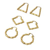 Messing Hoop Earring, 18K forgyldt, forskellige stilarter for valg & for kvinde, Solgt af par