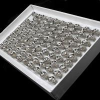 Strass vinger Ring, Zinc Alloy, uniseks & met strass, zilver, 200x200x30mm, 100pC's/box, Verkocht door box