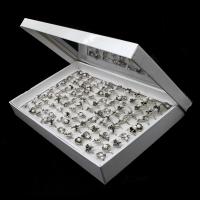 Zinklegering ringen, Zinc Alloy, met parel, voor vrouw, zilver, 200x200x30mm, 100pC's/box, Verkocht door box