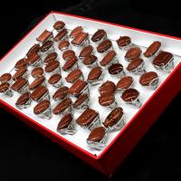 Gemstone fingerring, Zinc Alloy, med Goldstone, Unisex, blandede farver, 20x20x3mm, 50pc'er/Box, Solgt af Box