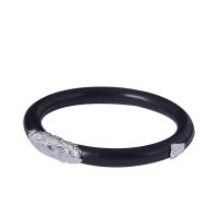 sort sandeltræ Bangle, med 925 Sterling Sølv, Unisex, sort, 60mm, Solgt af PC