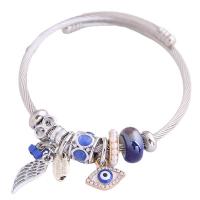 European armband, Tiger Tail Wire, met Zinc Alloy, Verstelbare & voor vrouw & met strass, meer kleuren voor de keuze, 55mm, Verkocht door PC