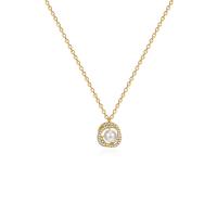 Collier d'acier titane, Plaqué d'or, pavé de micro zircon, doré, Vendu par PC