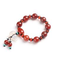 Red Agate Armbånd, Unisex, rødligorange, 14mm, Længde Ca. 7.48 inch, Solgt af PC