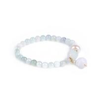 Gemstone Bracelets Jadeite with Freshwater Pearl & Brass for woman green 6mm 9.5*10mm 8*10mm Length Approx 13-15 cm Sold By PC