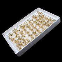 Anel de dedo do rhinestone, liga de zinco, para mulher & com strass, dourado, 200x200x30mm, 50PCs/box, vendido por box