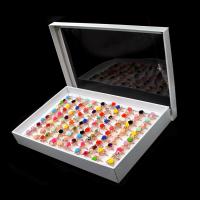 Resin ringen, Zinc Alloy, met parel & Hars, voor vrouw & met strass, gemengde kleuren, 200x200x30mm, 100pC's/box, Verkocht door box